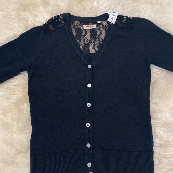 Kidpik Girls Ribbed Long Sleeve Top in Black. M - Picture 3 of 10